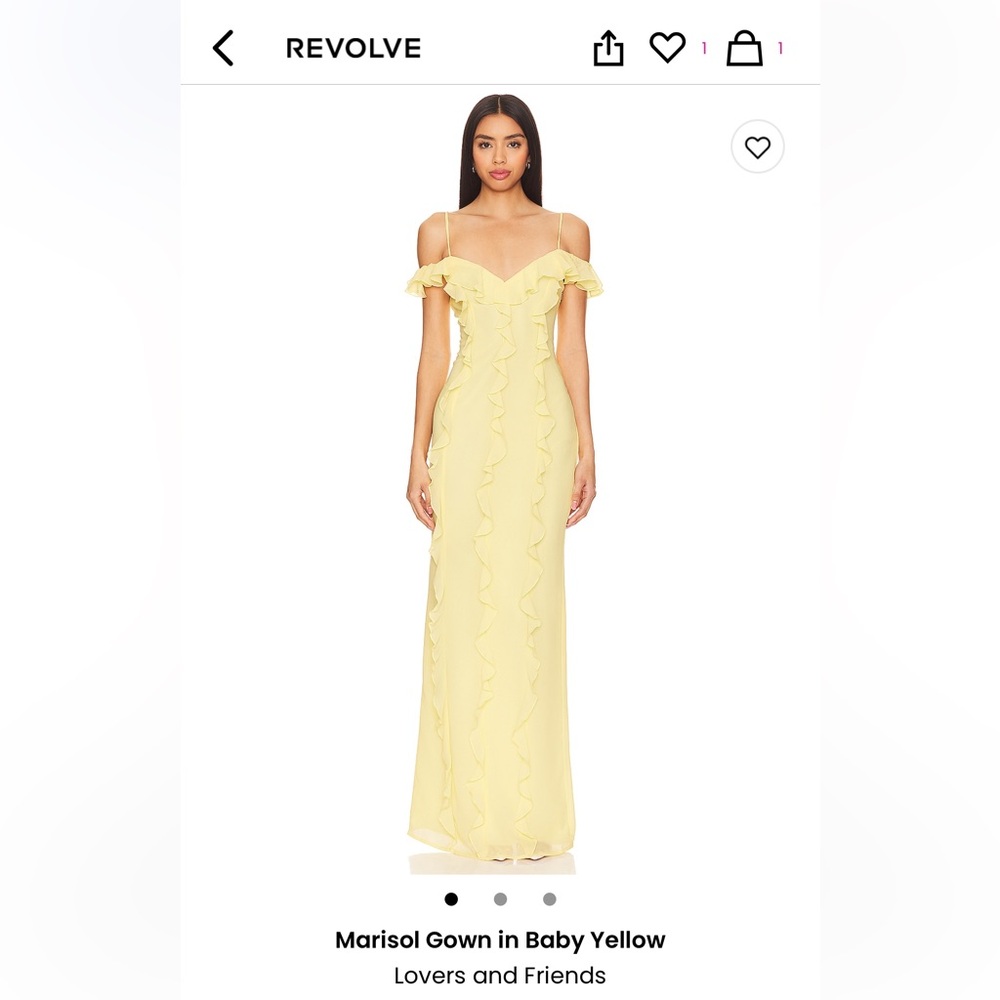 Lovers & Friends Marisol Gown in Baby Yellow.